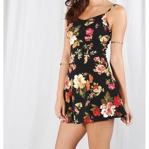 Papaya sleeveless black floral romper